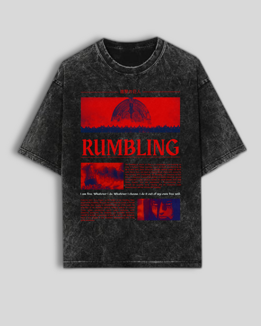 AOT Rumbling Oversized Acid Wash T-Shirt